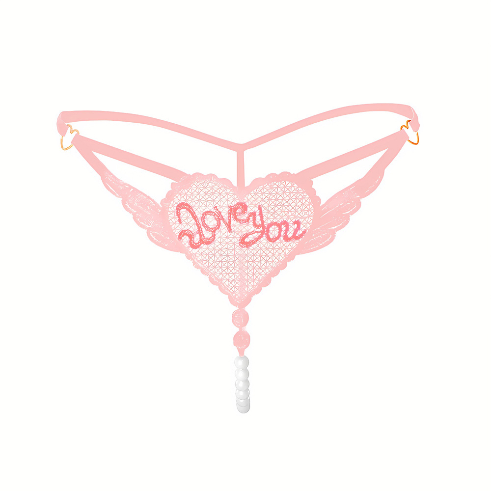 Lovingerie - "Love You" Sexy Open Crotch Mesh Underwear With Pearls