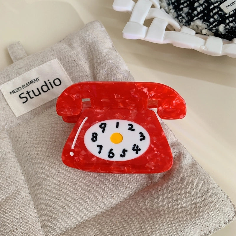 New Personalized Creative Acetate Alarm Clock Phone Shark Clip Back Head Updo Hair Claw Simple Hair Accessories