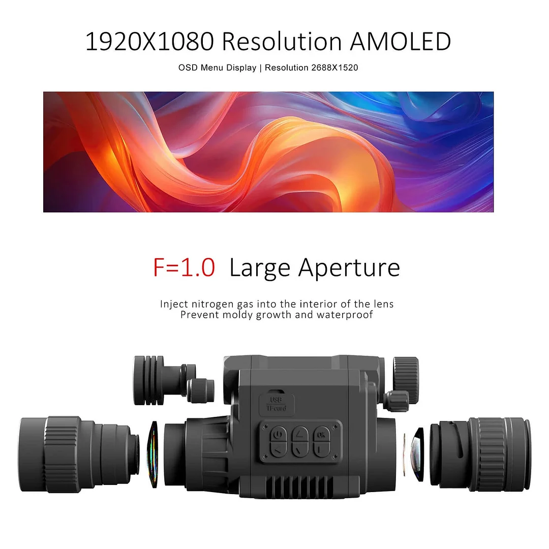 Night Vision Monocular - Full Color 4-8x40mm Digital Night Vision Scope Camera for Camping Hunting & Fishing