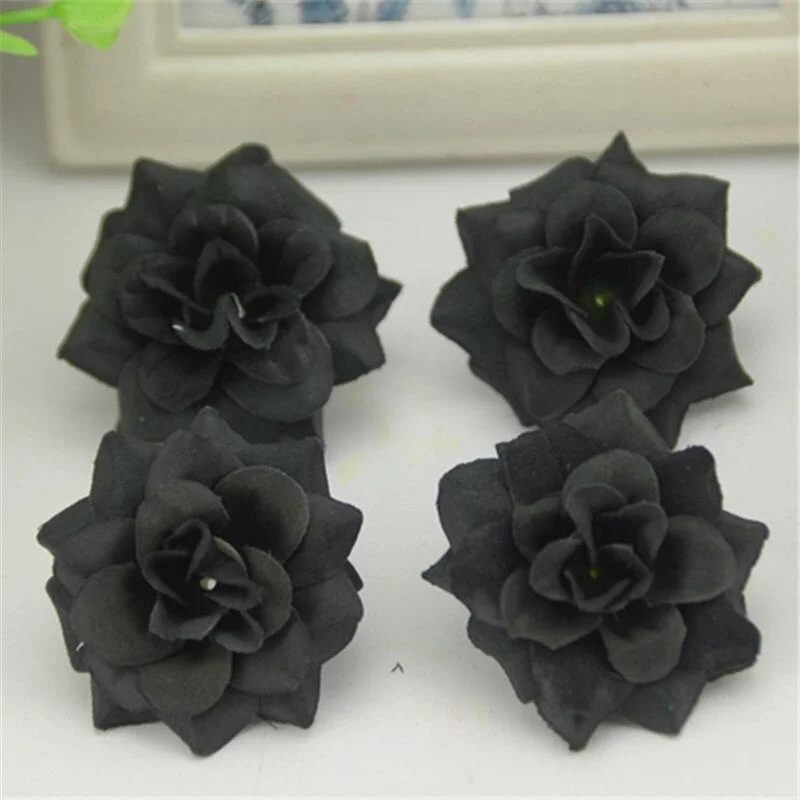 20Pcs 4.5cm  Mini Artificial Silk Rose Flowers Heads  For Wedding Decorativ Handmade DIY Scrapbooking Garland Fake Flower Wreath