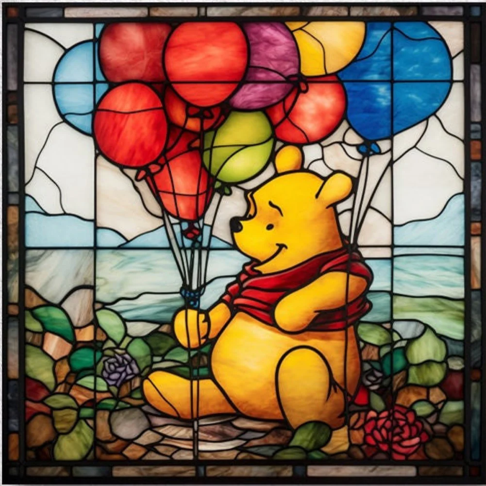 Diamond Painting - Full Round Drill - Stained Glass Winnie the Pooh(Canvas|40*40cm)