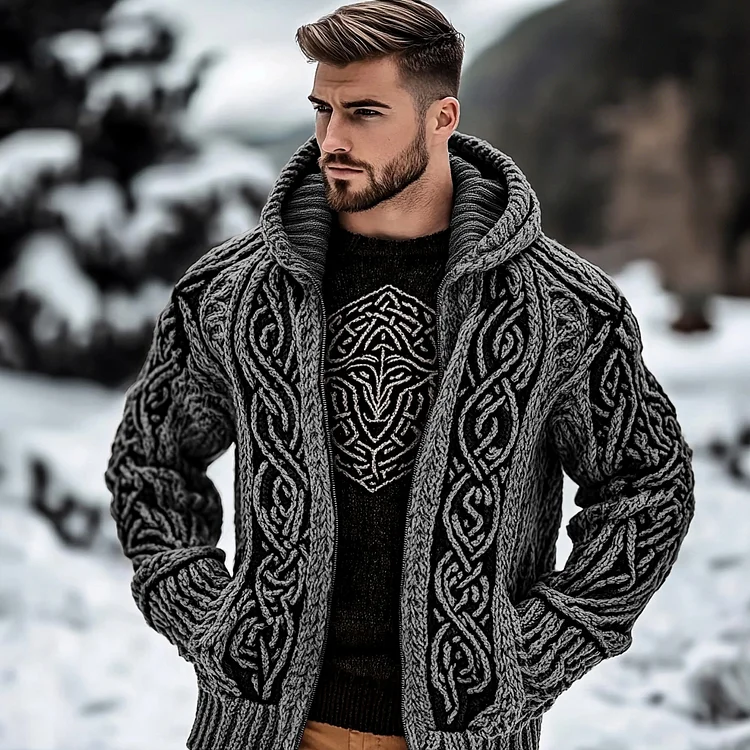 VChics Men's Viking Kyle Style Extra Thick Hooded Zip-up Sweater