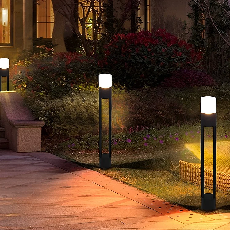 Round Minimalist Outdoor Post Lights Waterproof LED Pole Light Outdoor Lights - Appledas