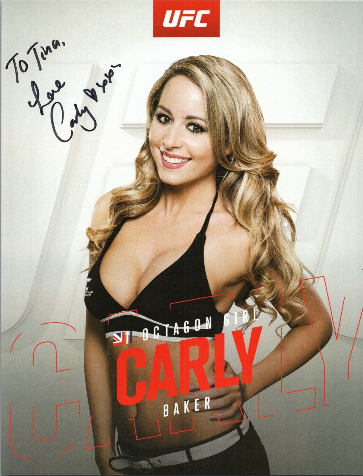 ~~ CARLY BAKER Authentic Hand-Signed UFC RING GIRL