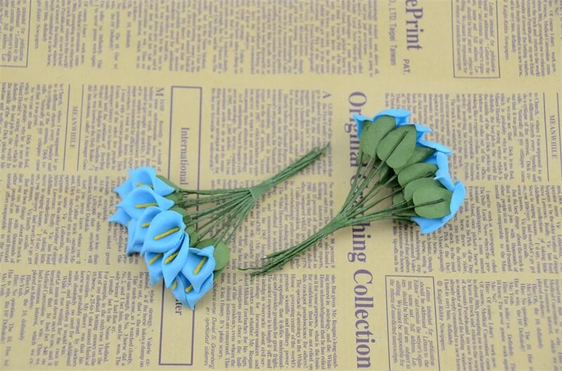 24pcs Real touch PE  Mini Calla lily artificial flowers Heads wedding decoration Multicolor Handmade DIY Scrapbooking
