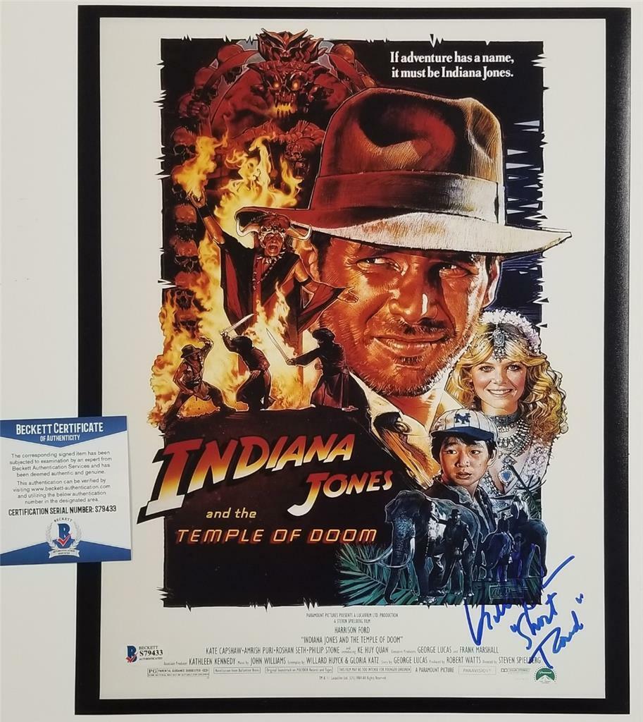 Jonathan Ke Quan signed Indiana Jones 11x14 Photo Poster painting 3 Inscription~ Beckett BAS COA