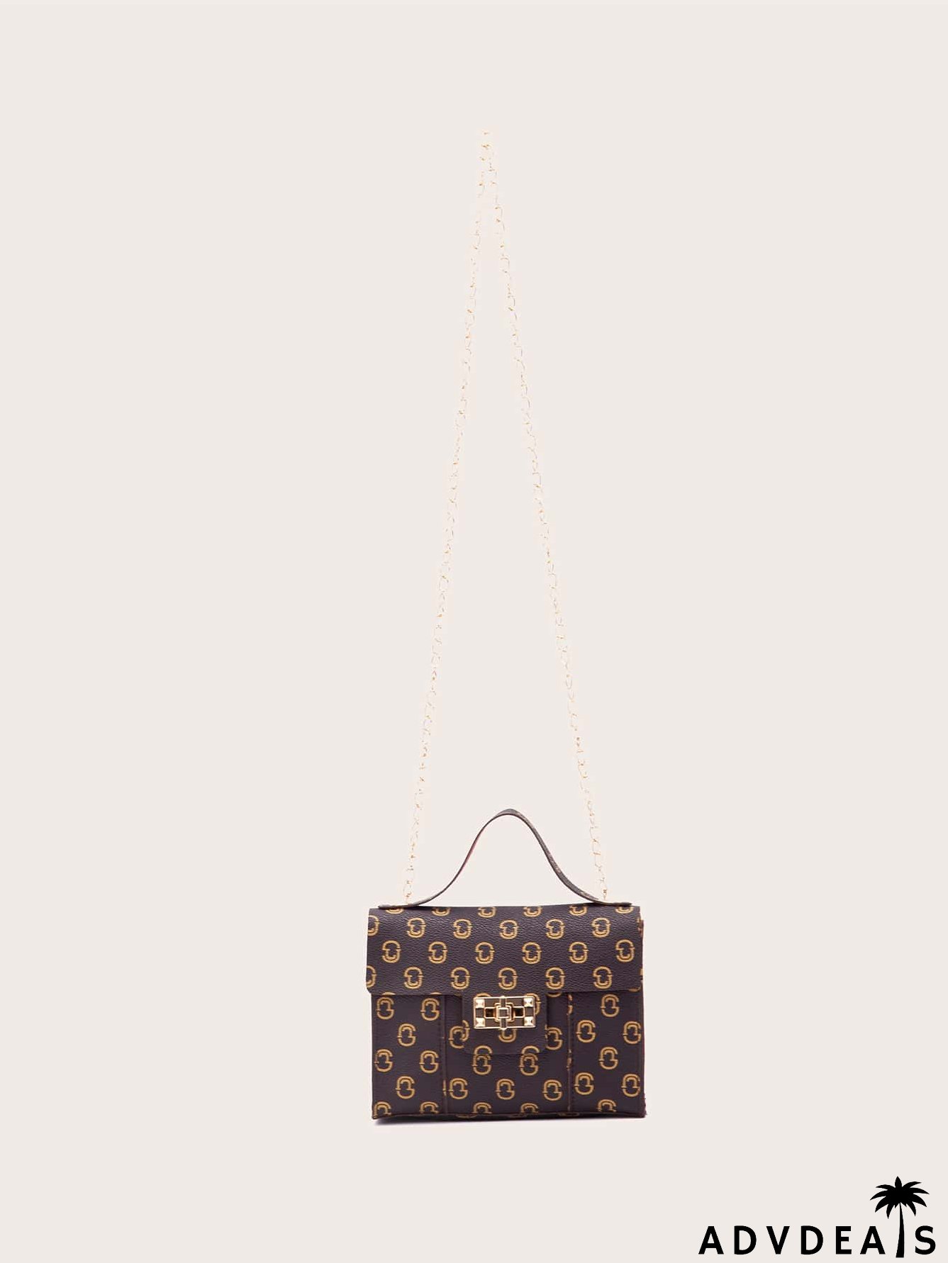 Allover Graphic Turn-lock Satchel Bag