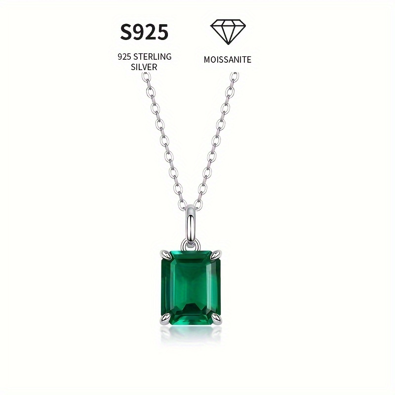  2 Carat Laboratory-grown Emerald Pendant, S925 Silver Pendant For Men And Women, Engagement Wedding Anniversary Gift