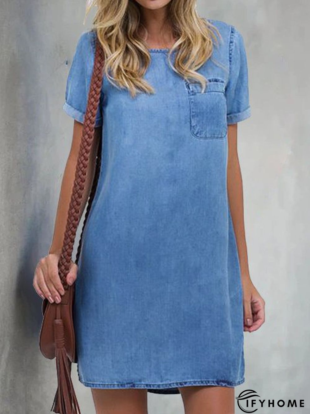 Casual Short Sleeve Weaving Dress | IFYHOME