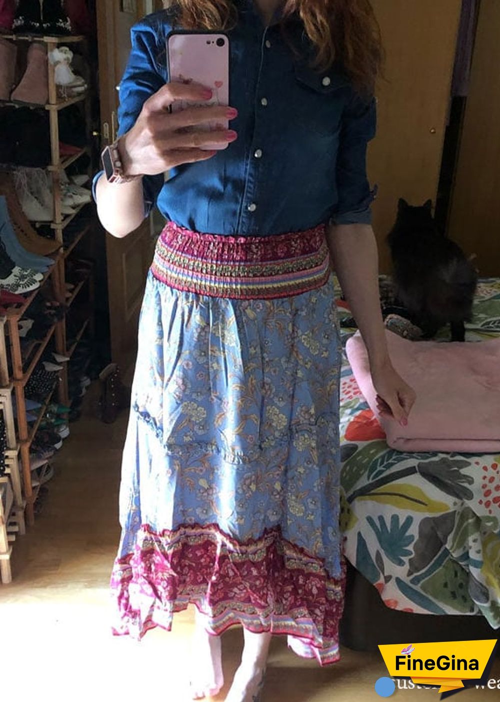 Boho Skirts in Rose Pink Aurelia For Women