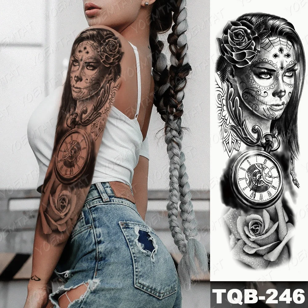 Large Full Arm Sleeve Tattoo Indian Forest Leopard Waterproof Temporary Tatoo Sticker Wild Tribe Men Women Body Art Tatto