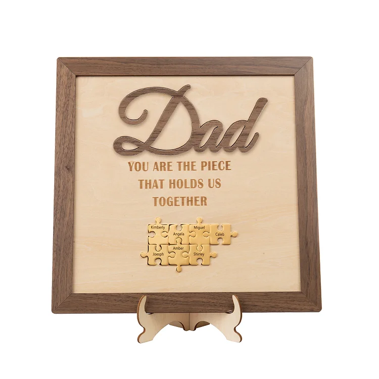 Personalized Dad Puzzle Sign with 7 Names You Are the Piece That Holds Us Together Father's Day Gift