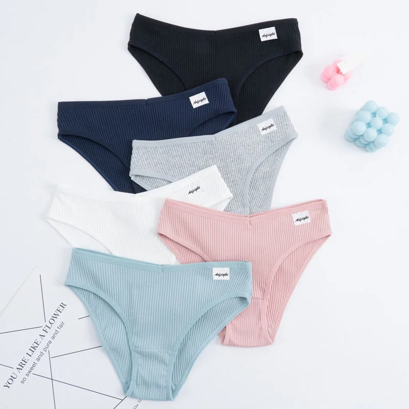 Women's Panties Cotton Underwear Sexy V Waist Lingerie Girl Low-Rise Soft Briefs Panty Underpants Solid Color Female Panties