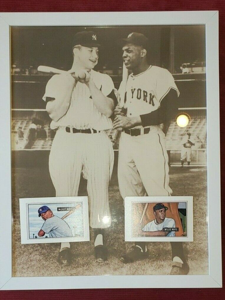 Baseball LOT Framed Willie Mays Mickey Mantle 11x14 Pic & 1989 Bowman Cards NEW?