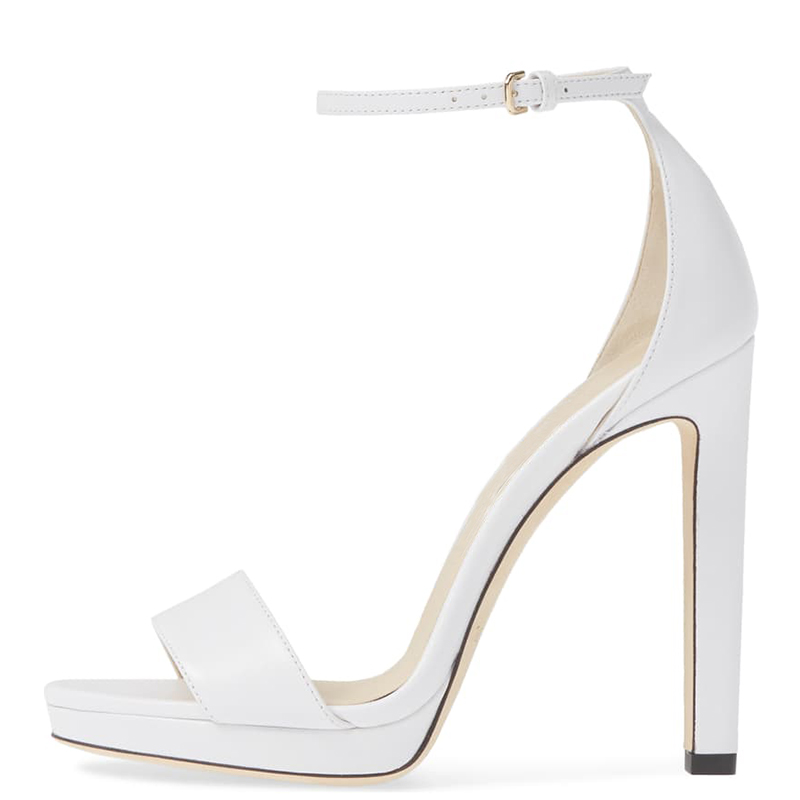 TAAFO White Ankle Strap High Stilettos Platform Sandals Woman Thin Heels Buckle For Ladies Shoes Dress