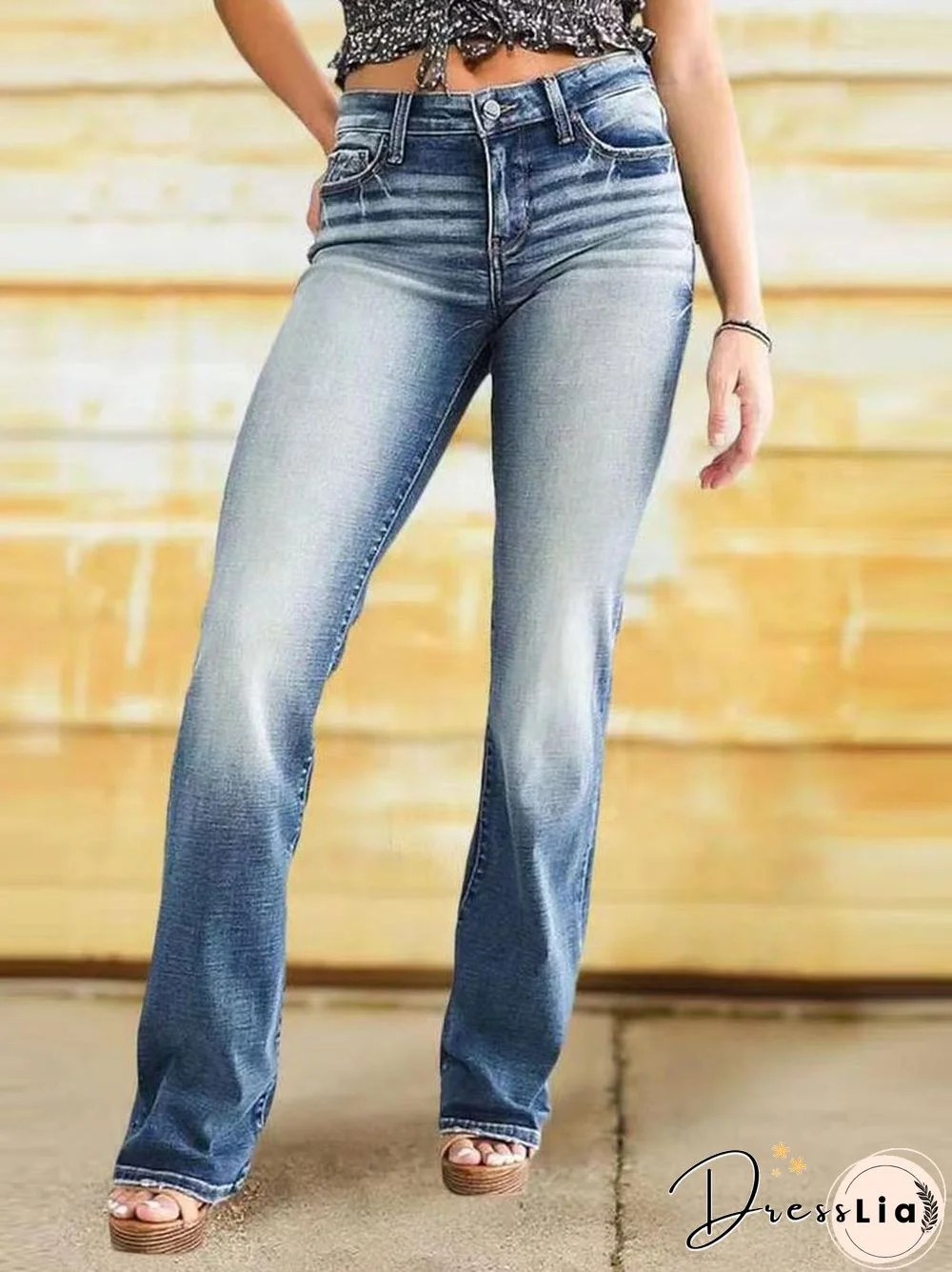 High Waist Zip Up Denim Jean Pants