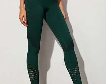 Pornhint BREATHABLE LEGGINGS, Running PANTS, Seamless Leggings, Mesh Nylon Soft Flexible Double Layer Knitted Stretchy Yoga Pants, Women Activewear