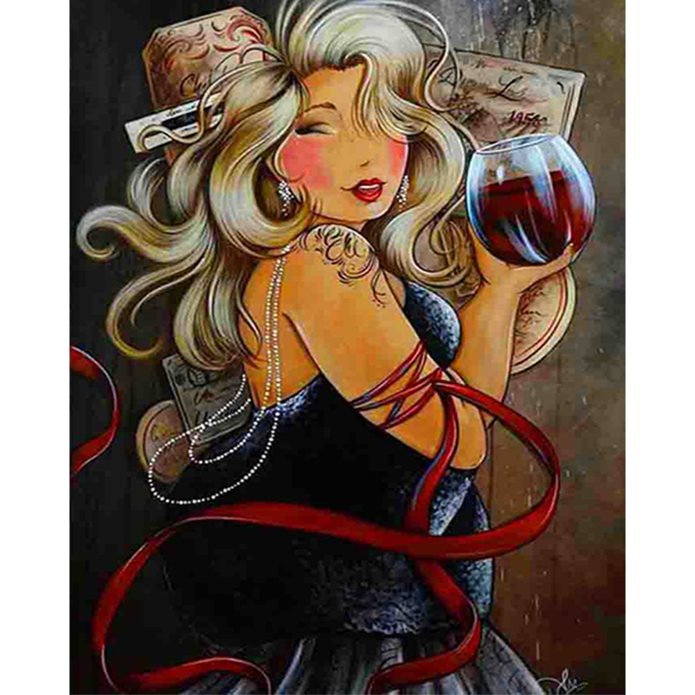 Wine Woman-Paint by Numbers-30*40cm/40*50cm