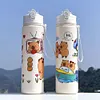 800ml Capybara Cute Water Cup with Straw & Handle Travel Water Bottle for Sports