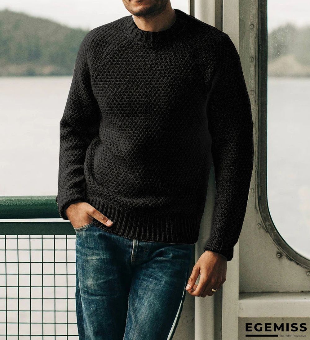 Casual Color Round Neck Sweater Male | EGEMISS