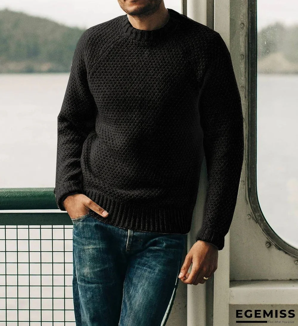 Casual Color Round Neck Sweater Male | EGEMISS