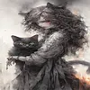 Black And White Girl And Cat-14CT Counted Cross Stitch 50*100cm/19.69*39.37in(Big Size) tapestrymarket
