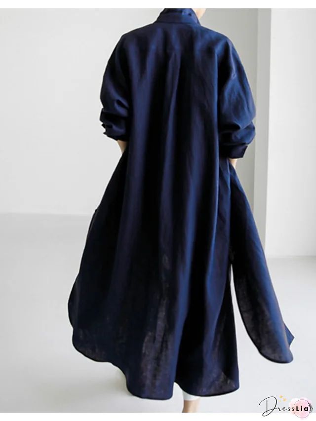 Cotton and linen long skirt A-line maxi dress