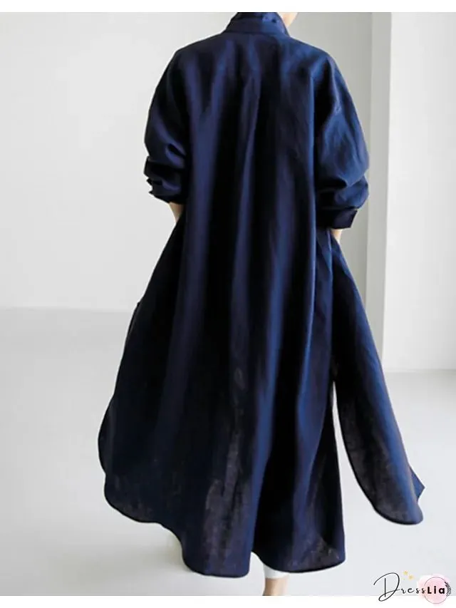 Cotton and linen long skirt A-line maxi dress