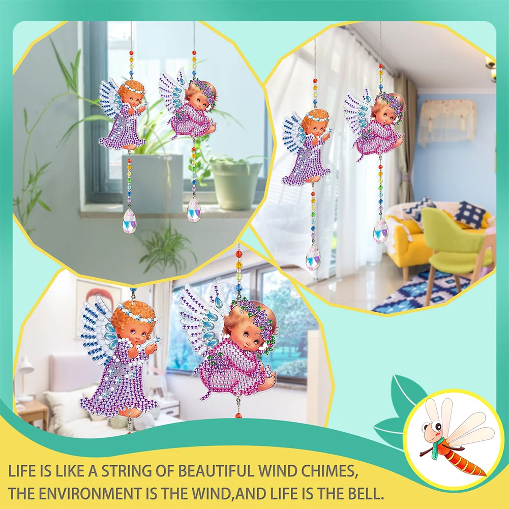 2pcs Crystal Light Catcher Diamond Painting Angel Hanging Decor(Double-Sided)
