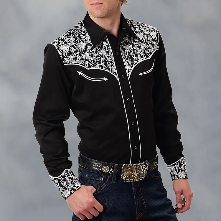 Men's fashion casual retro western style  shirt