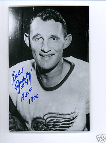 Bill Gadsby Red Wings Signed Autographed Postcard w JSA