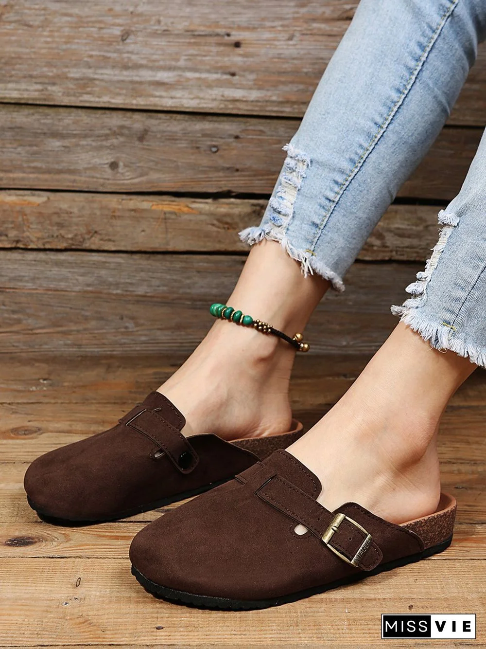 Solid Color Vintage Casual Mules