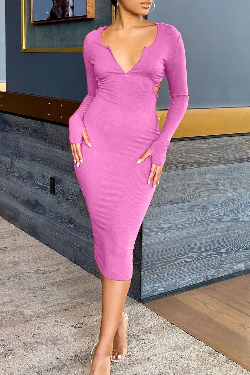 Sexy Solid Split Joint Backless Hooded Collar One Step Skirt Dresses