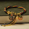 Bracelet "B&ecirc;te avaleuse d'or" en corde tress&eacute;e color&eacute;e pour la bonne fortune et la richesse