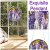 (18.5cm)DIY Acrylic Jigsaw Puzzle Window Hanging with Hanging Chain DIY Stained Glass Decoration Round Window Puzzle Decor for DIY Craft Project (Stained Glass Flower)