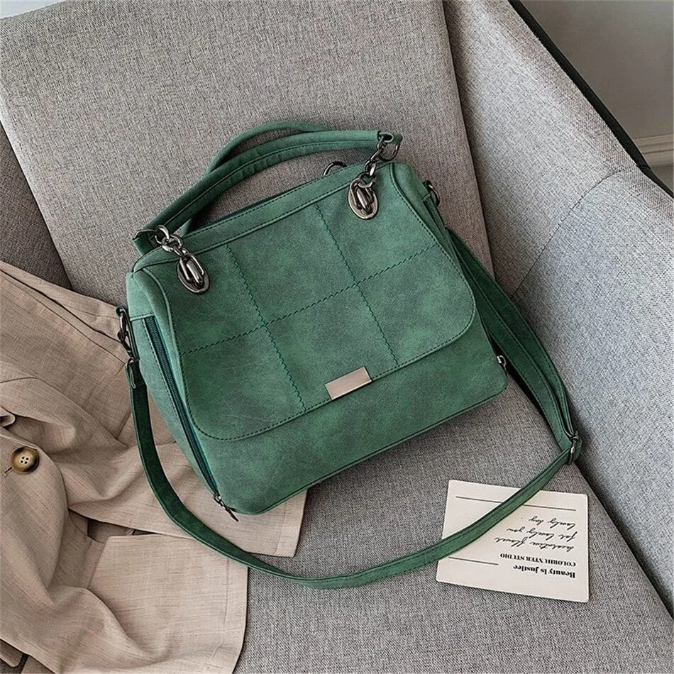 Matte Ladies Handbag Scrub Women's Shoulder Crossbody Bag Large Capacity PU Leather Casual Tote Travel Handbag Boston Female Bag