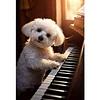 (Big Size)Puppy Playing Piano - 11CT Stamped Cross Stitch - 40*60cm - Dog