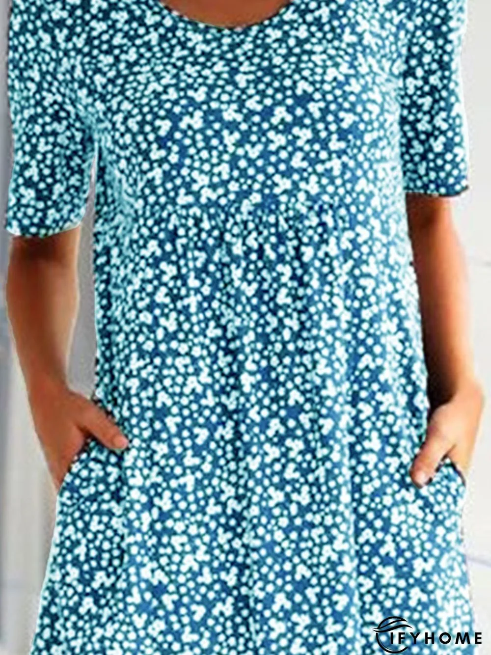Women Summer Short Sleeve Casual Round Neck Polka Dots Dresses | IFYHOME
