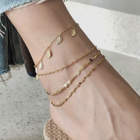 925 Sterling Silver Women Korean Star Silver Anklets