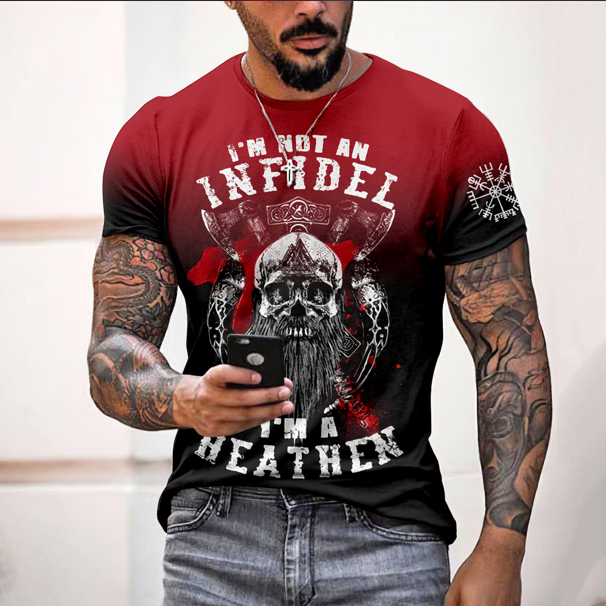 Viking Skull I&rsquo;M Not An Infidel I&rsquo;M A Heathen T-Shirt wearshes