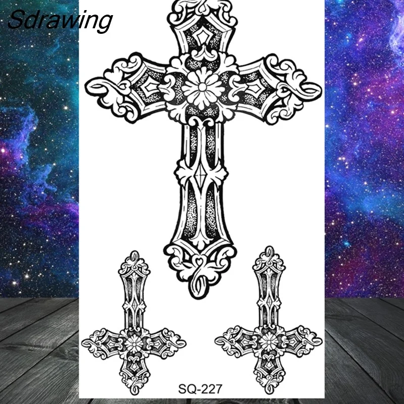 Sdrawing Mountain Temporary Tattoos For Women Adult Crown Wings Butterfly Flower Cros Henna Fake Tattoo Small Tatoo Paper