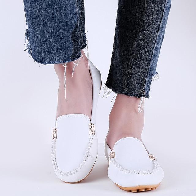 Women Casual Flat Shoes  Slips Soft Round Toe Denim Flats Jeans Shoes Plus Size 