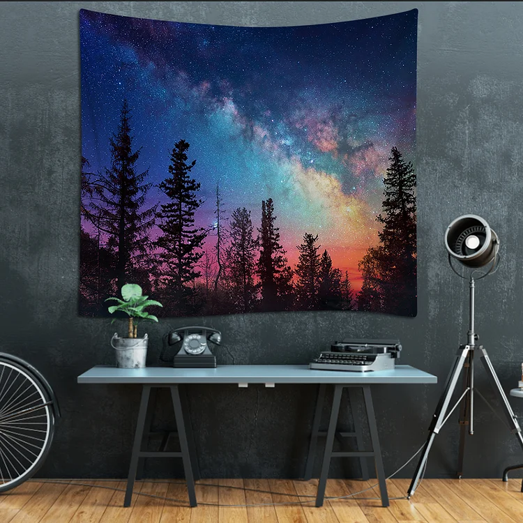 Printed Tapestry - Forest Sky Night