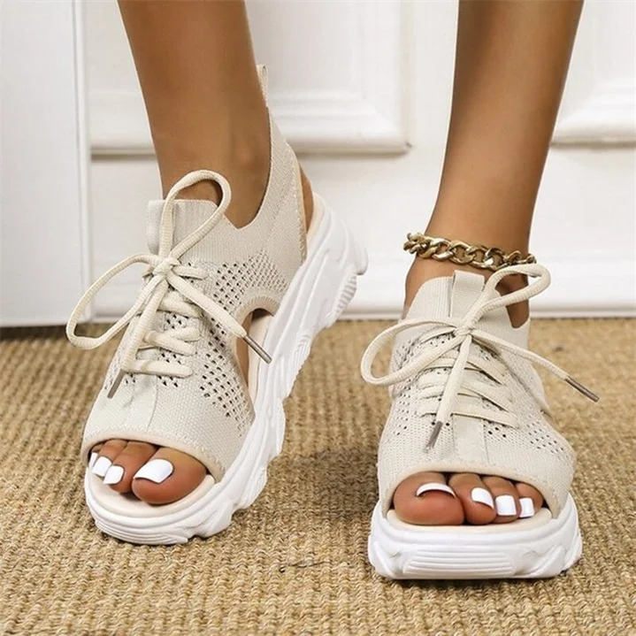 Women Lace-Up Comfort Casual Open Toe Platform Sandals