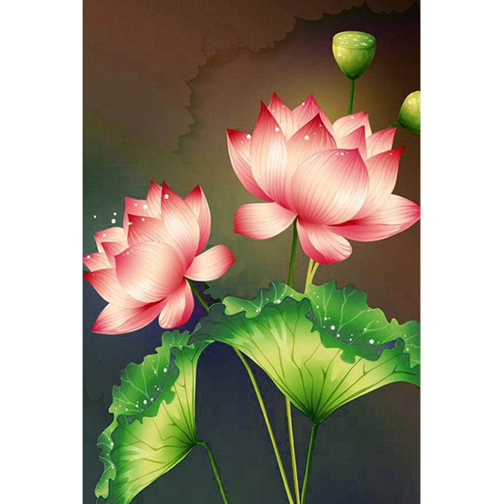 Pink Lotus - Full Round - Diamond Painting