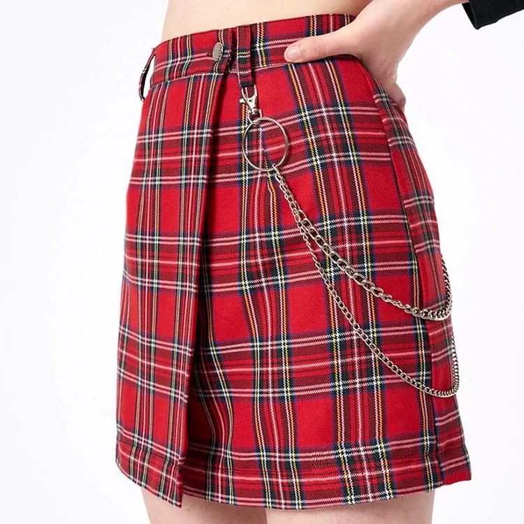 WRAP IT PLAID MINI SKIRT