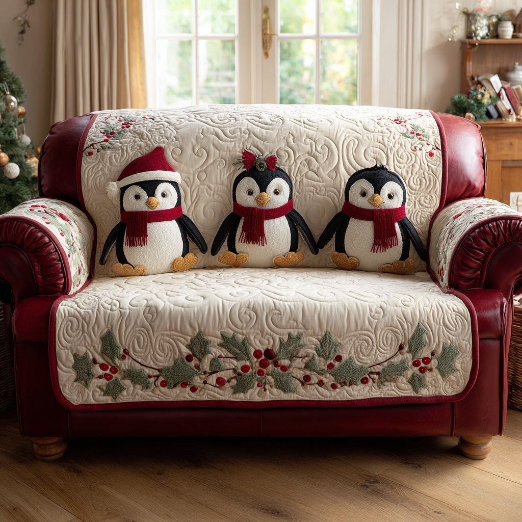 Holiday Penguin Quilted Sofa Cover NCU0HH1244 everthome