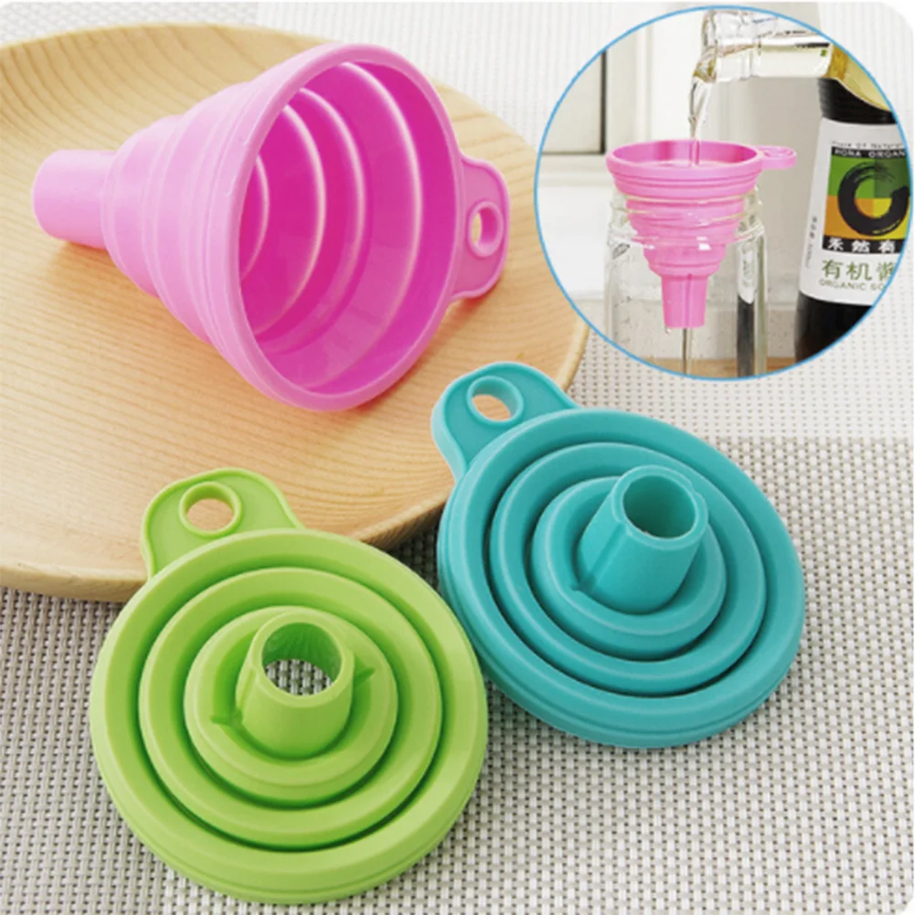 Protable Foldable Mini Silicone Funnel Hopper Kitchen Water Filler Tool