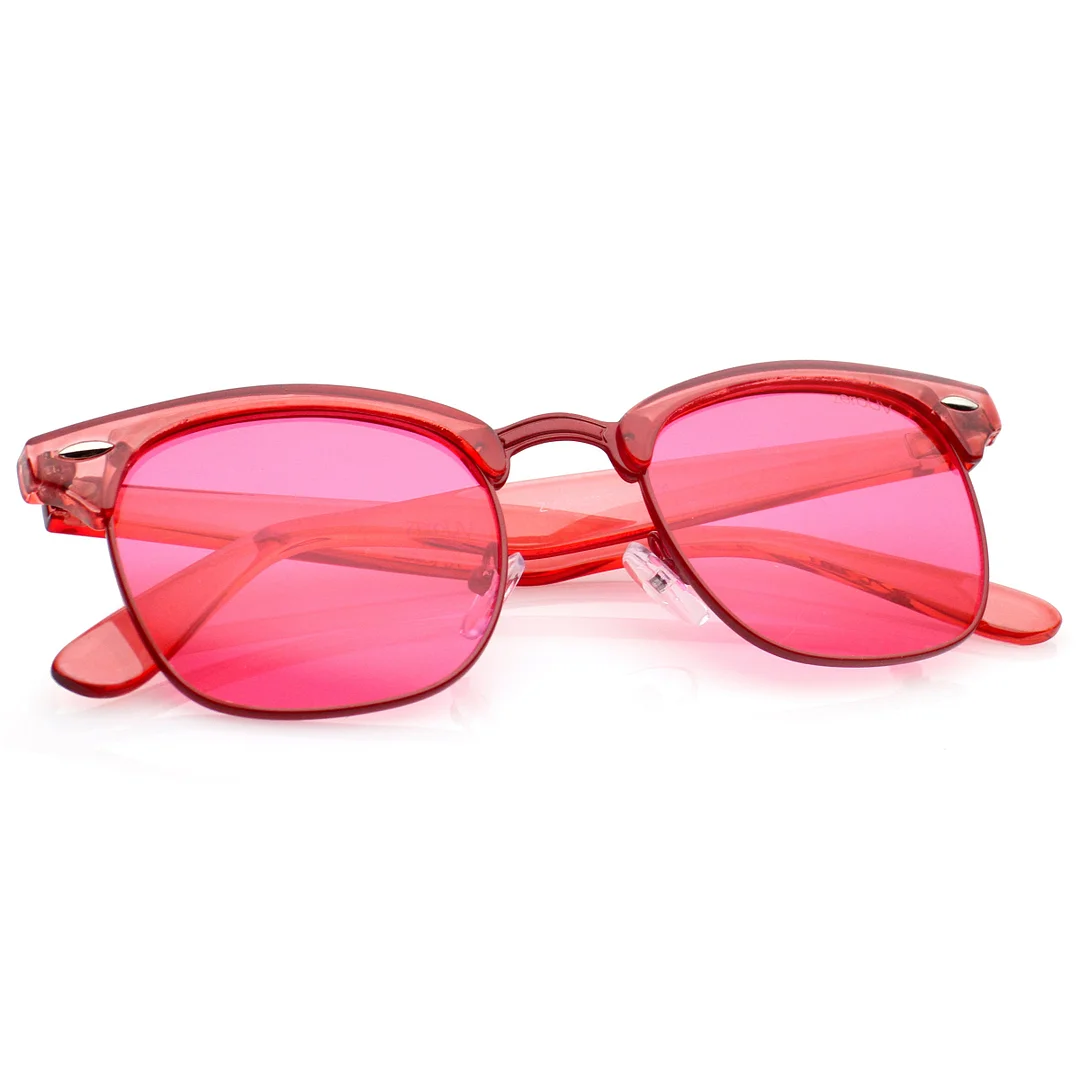 Classic Translucent Horn Rimmed Square Color Tinted Lens Half Frame glasses 49mm