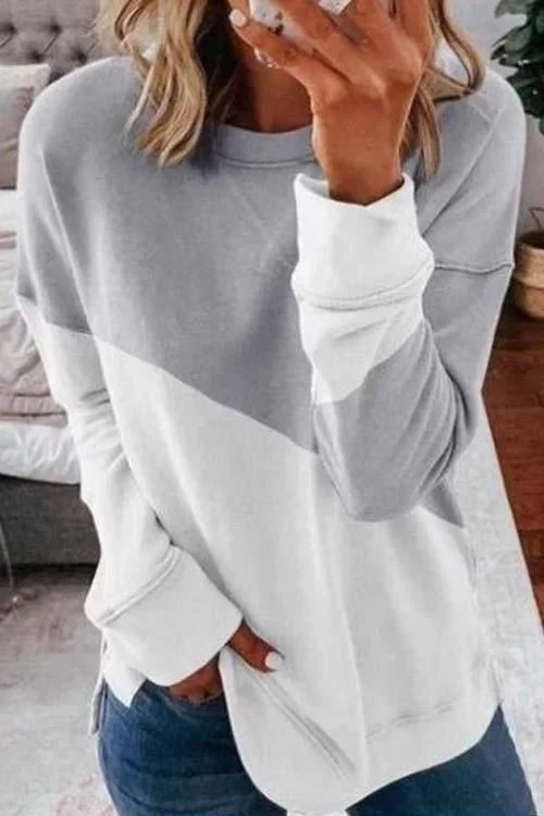 Patchwork Grey&White Sweatshirt